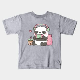 Cute Panda Bear Gamer Kids T-Shirt
